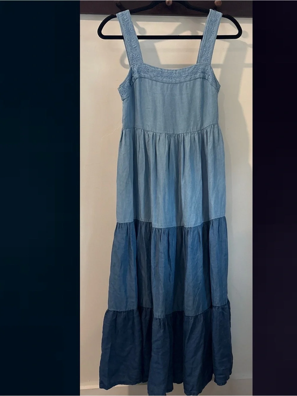 Kate Spade Broome Street Chambray Colorblock Midi Dress Blue Small